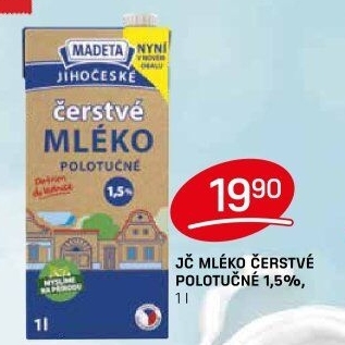 Mléko čerstvé lahodné Jihočeské Madeta - 1,5% polotučné