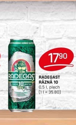 Pivo světlé výčepní Rázná 10° Radegast