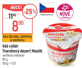 Tvarohový dezert Mazlík Váš Výběr