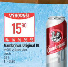 Pivo světlé výčepní Originál 10° Gambrinus