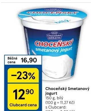 Bílý jogurt smetanový Choceňský