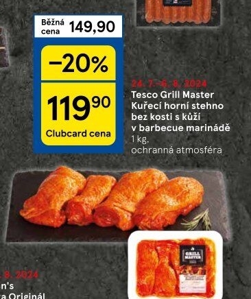 Kuřecí stehna bez kosti marinovaná Barbecue Grill Master Tesco