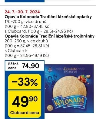 Lázeňské oplatky Kolonáda Opavia