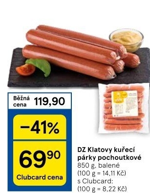 Párky kuřecí pochoutkové DZ Klatovy