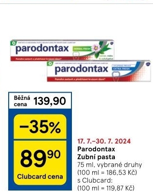 Pasty na zuby Parodontax