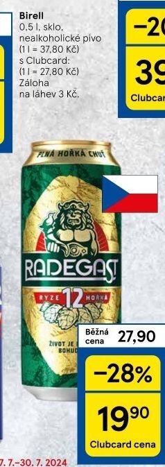 Pivo světlý ležák 12° Ryze hořká Radegast