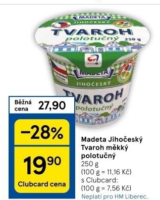 Tvaroh polotučný Jihočeský Madeta