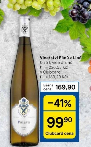 Vína Vinařství Pánů z Lipé