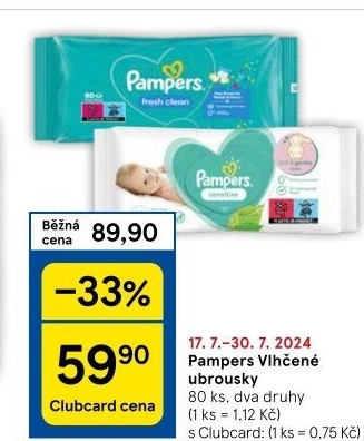 Vlhčené ubrousky dětské Pampers