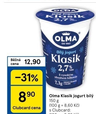Bílý jogurt Klasik Olma