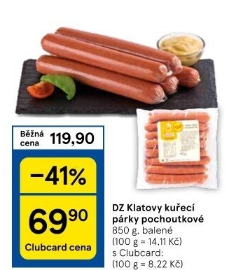 Párky kuřecí pochoutkové DZ Klatovy