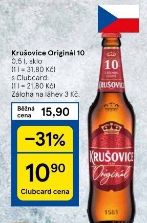 Pivo světlé výčepní Originál Královská 10° Krušovice