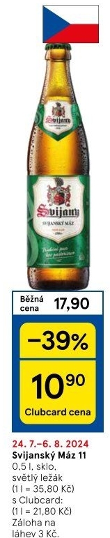 Pivo světlý ležák 11° Svijanský Máz Svijany