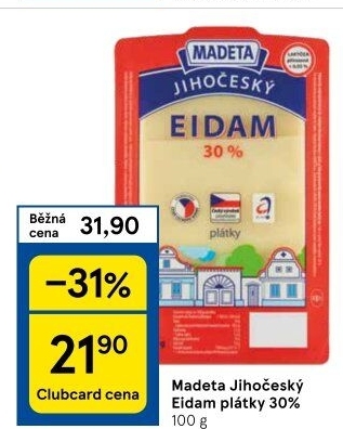 Sýr Eidam Jihočeský 30% Madeta
