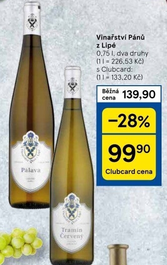 Vína Vinařství Pánů z Lipé