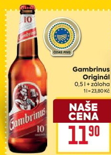 Pivo světlé výčepní Originál 10° Gambrinus