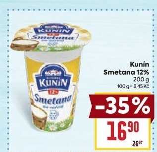 Smetana na vaření Mlékárna Kunín 12%