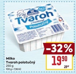 Tvaroh polotučný z Poděbrad Milko