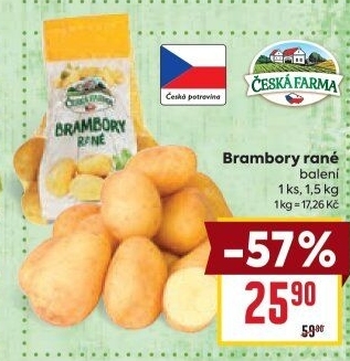 Brambory konzumní rané Česká farma