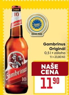 Pivo světlé výčepní Originál 10° Gambrinus