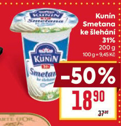 Smetana ke šlehání Mlékárna Kunín 31%