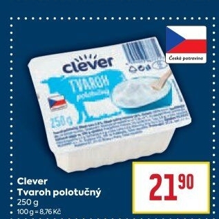 Tvaroh polotučný Clever