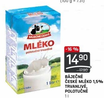 Mléko trvanlivé Báječné české Madeta - 1,5% polotučné