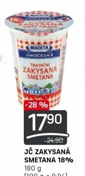 Smetana zakysaná Jihočeská Madeta 18%
