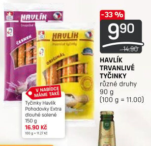 Tyčinky trvanlivé se sýrem a solí Havlík