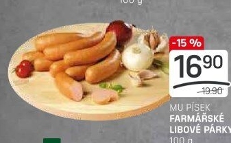 Párky farmářské libové Maso uzeniny Písek
