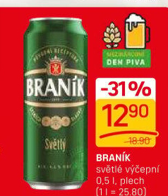 Pivo světlé výčepní 10° Braník