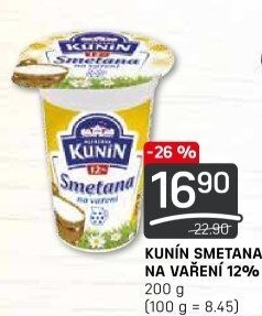 Smetana na vaření Mlékárna Kunín 12%