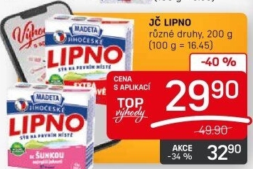 Tavený sýr Jihočeské Lipno Madeta