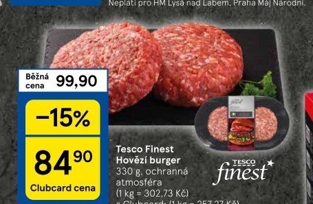 Hovězí hamburger Tesco Finest