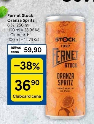 Míchaný nápoj Oranza Spritz Fernet Stock