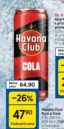 Nápoj míchaný Cola + Havana Club