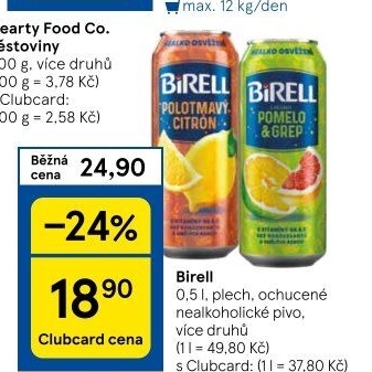 Nealkoholické pivo ochucené Birell