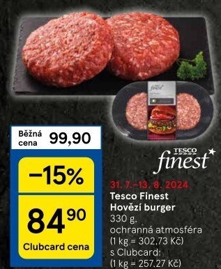 Hovězí hamburger Tesco Finest
