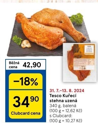 Kuřecí stehna uzená Tesco