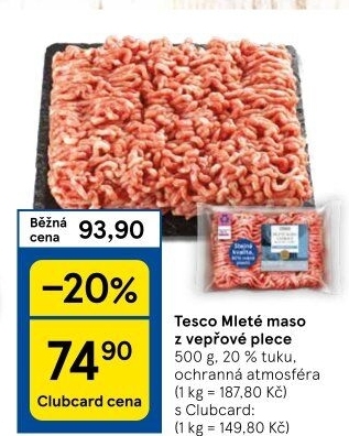 Maso mleté vepřové z plece Tesco
