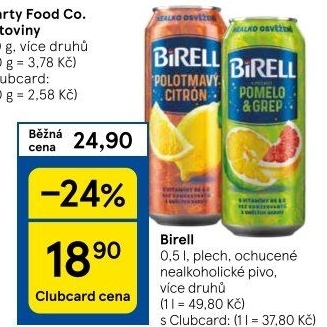 Nealkoholické pivo ochucené Birell