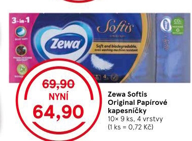 Papírové kapesníčky 4vrstvé Softis Zewa