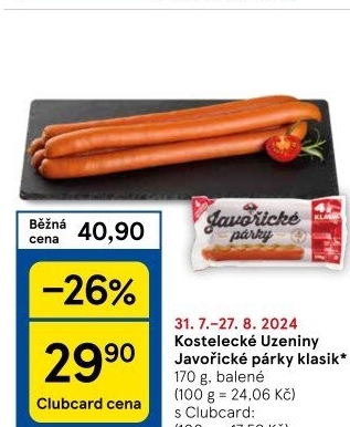 Párky javořické Kostelecké uzeniny