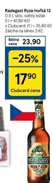 Pivo světlý ležák 12° Ryze hořká Radegast