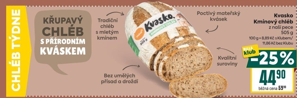 Chléb kmínový Kvasko Minit