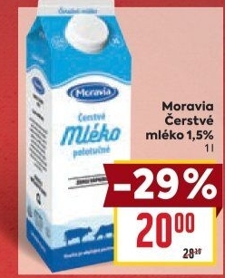 Mléko čerstvé Moravia - 1,5% polotučné
