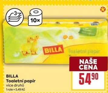 Toaletní papír 3vrstvý Billa