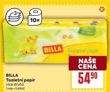 Toaletní papír 3vrstvý Billa