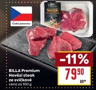 Hovězí steak ze svíčkové Billa Premium