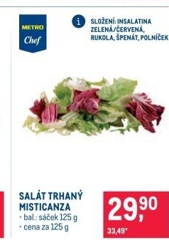 Čerstvý salát Misticanza Metro Chef